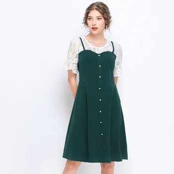 2019Women summer dress petal Sleeve fake two midi Dress large size O neck lace patchwork contrast color faux two vestidos XXXXXL
2019Women summer dress petal Sleeve fake two midi Dress large size O neck lace patchwork contrast color faux two vestidos XXXXXL