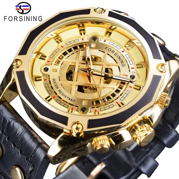 Forsining Half Skeleton Golden 2019 New Design Unique Dial Black Military Genuine Leather Mens Automatic Watch Top Brand Luxury
Forsining Half Skeleton Golden 2019 New Design Unique Dial Black Military Genuine Leather Mens Automatic Watch Top Brand Luxury