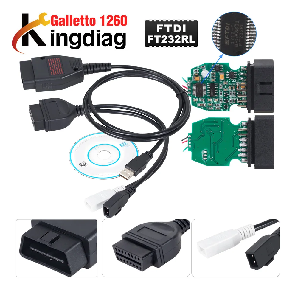 FTDI FT232RL Chip Latest galletto 1260 Car diagnostic cable EOBD2 ECU Flasher obd II Code reader scan tool Ecu chip turning tool
FTDI FT232RL Chip Latest galletto 1260 Car diagnostic cable EOBD2 ECU Flasher obd II Code reader scan tool Ecu chip turning tool