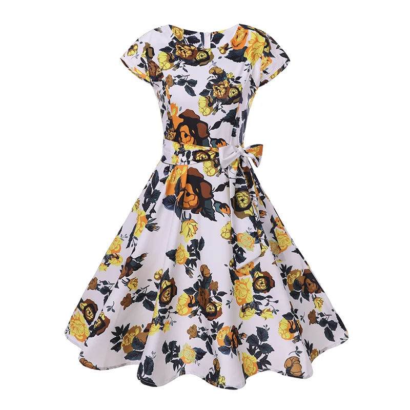 Plus Size Floral Print Summer Dress 2019 Short Belt Tunica Vintage Dress Women Elegant Swing Rockabilly Party Clothes
Plus Size Floral Print Summer Dress 2019 Short Belt Tunica Vintage Dress Women Elegant Swing Rockabilly Party Clothes
