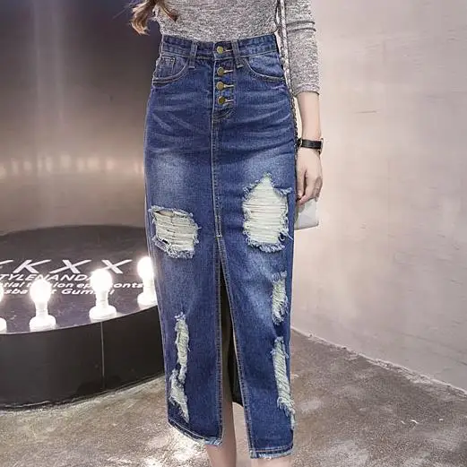 2018 Spring Summer Autumn fashion women knee-length denim skirt casual plus size vintage jeans Split pencil skirts
2018 Spring Summer Autumn fashion women knee-length denim skirt casual plus size vintage jeans Split pencil skirts