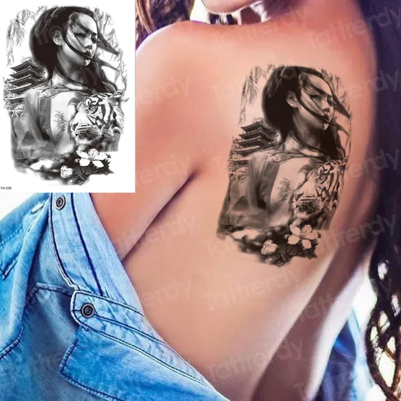 New lion tattoos designs leopard print temporary tattoo arm sleeves pirate lion fake tattoo wolf japanese samurai tattoos geisha