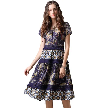 2018 Summer New Women Denim Patchwork Dress Vestidos Loose Waist Ethnic Floral Print Vintage A-line Dress
2018 Summer New Women Denim Patchwork Dress Vestidos Loose Waist Ethnic Floral Print Vintage A-line Dress