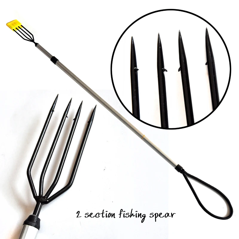 Fishing Spear Durable Sharp 2 section 4 forks stainless steel 4 prongs 4 mm thread fishing spear pole Catching Black Fish Gig
Fishing Spear Durable Sharp 2 section 4 forks stainless steel 4 prongs 4 mm thread fishing spear pole Catching Black Fish Gig