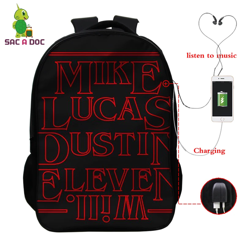 Stranger Things 16 Inch Backpack Teenage School Bags Girls Boys Bagpack USB Charging Shoulder Bag Zipper Bookbag Travel Bags
Stranger Things 16 Inch Backpack Teenage School Bags Girls Boys Bagpack USB Charging Shoulder Bag Zipper Bookbag Travel Bags