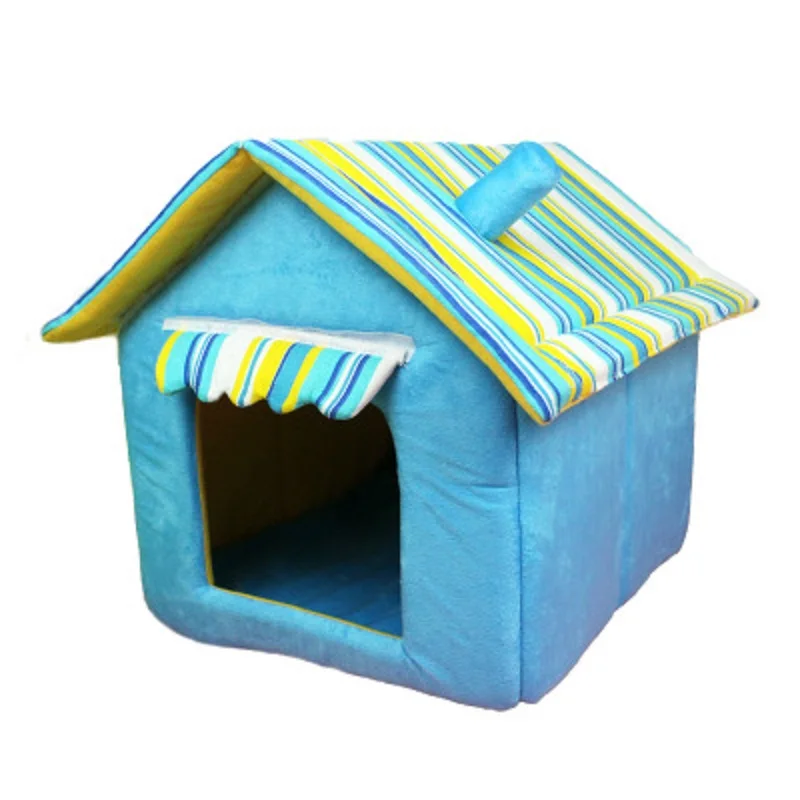 Удобная кровать для чихуахуа Dog House All Seasons желтая синяя розовая|Дома конуры и