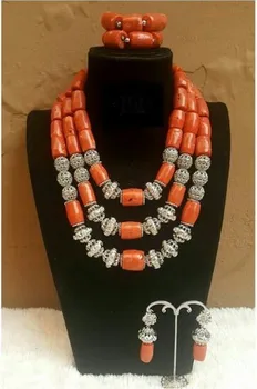 African Wedding Beads Set Silver Accessory Natural Coral Beads Jewelry Sets For Brides Nigerian Necklaces Set for Women CNR883
African Wedding Beads Set Silver Accessory Natural Coral Beads Jewelry Sets For Brides Nigerian Necklaces Set for Women CNR883