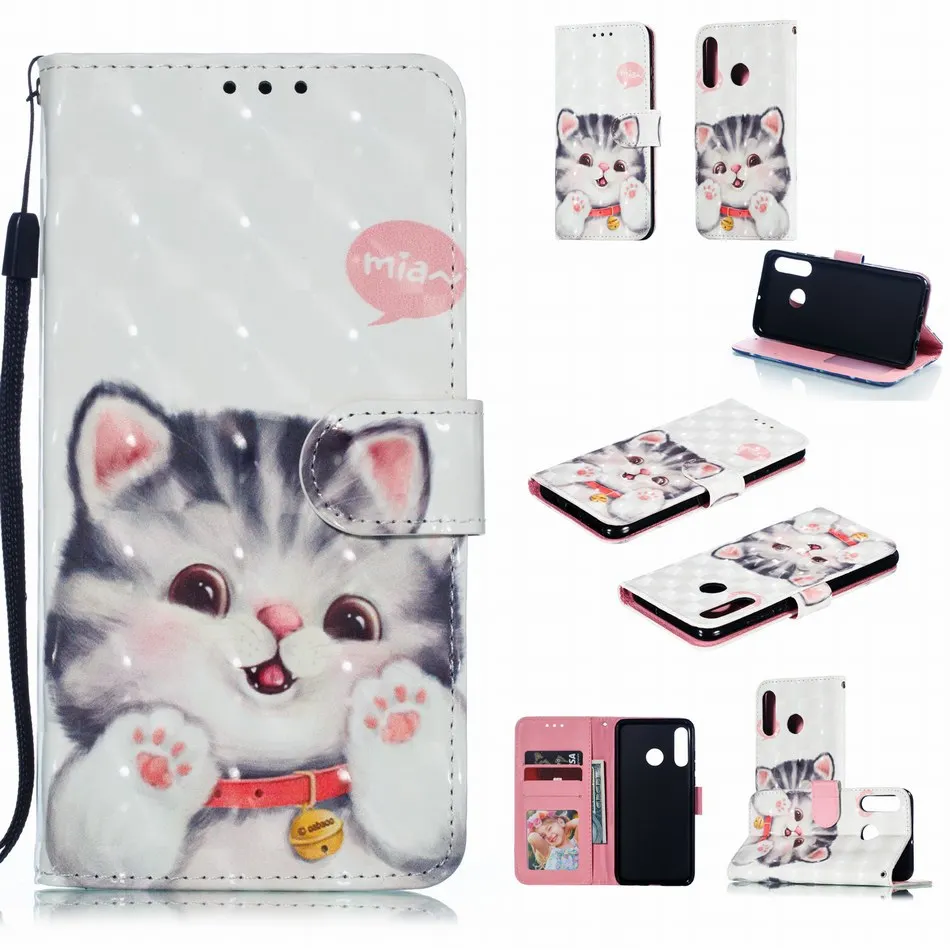 Чехлы книжки с 3D рисунком совы для Huawei Nova 4 P30 P20 Plus Mate 20 Pro Honor 8C 8X 10 9 Lite Y9 2019 Y7 Y6 Y5 2018