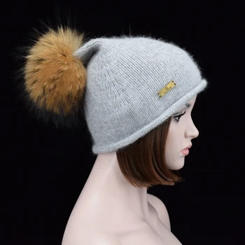 Luxury Big Raccoon Fur pom pom Knit Beanies Women's Keep Warm wool hats in winter Pointy hat Skullies & Beanies Female caps
Luxury Big Raccoon Fur pom pom Knit Beanies Women's Keep Warm wool hats in winter Pointy hat Skullies & Beanies Female caps