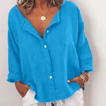 womens blouses and tops Summer Cotton Linen Casual Buttoned-Decor Tops women shirt blusas dama blusas mujer de moda 2019
womens blouses and tops Summer Cotton Linen Casual Buttoned-Decor Tops women shirt blusas dama blusas mujer de moda 2019