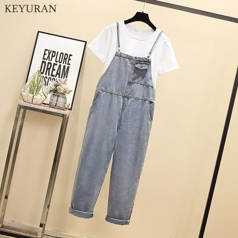 Spring Summer Women T Shirt Wide Leg Jeans Jumpsuits Casual Loose 2 Piece Set Female T-Shirt Denim Overalls Rompers Suit L3583
Spring Summer Women T Shirt Wide Leg Jeans Jumpsuits Casual Loose 2 Piece Set Female T-Shirt Denim Overalls Rompers Suit L3583