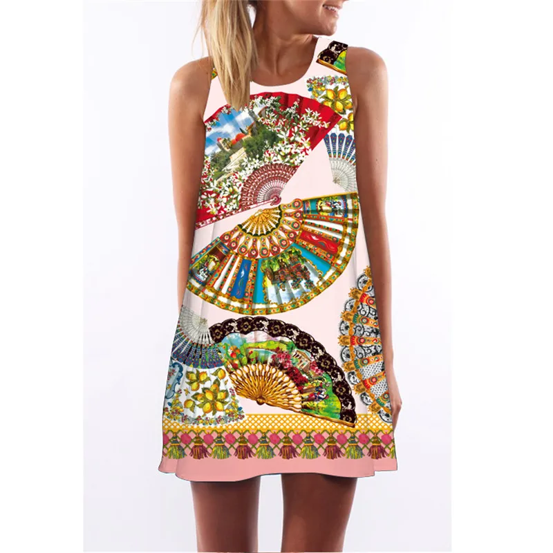 MEIBONA Vintage Women Dress O-neck Sleeveless Ladies Short Dress Fan Pattern Print Beach Dress Retro Vestidos
MEIBONA Vintage Women Dress O-neck Sleeveless Ladies Short Dress Fan Pattern Print Beach Dress Retro Vestidos