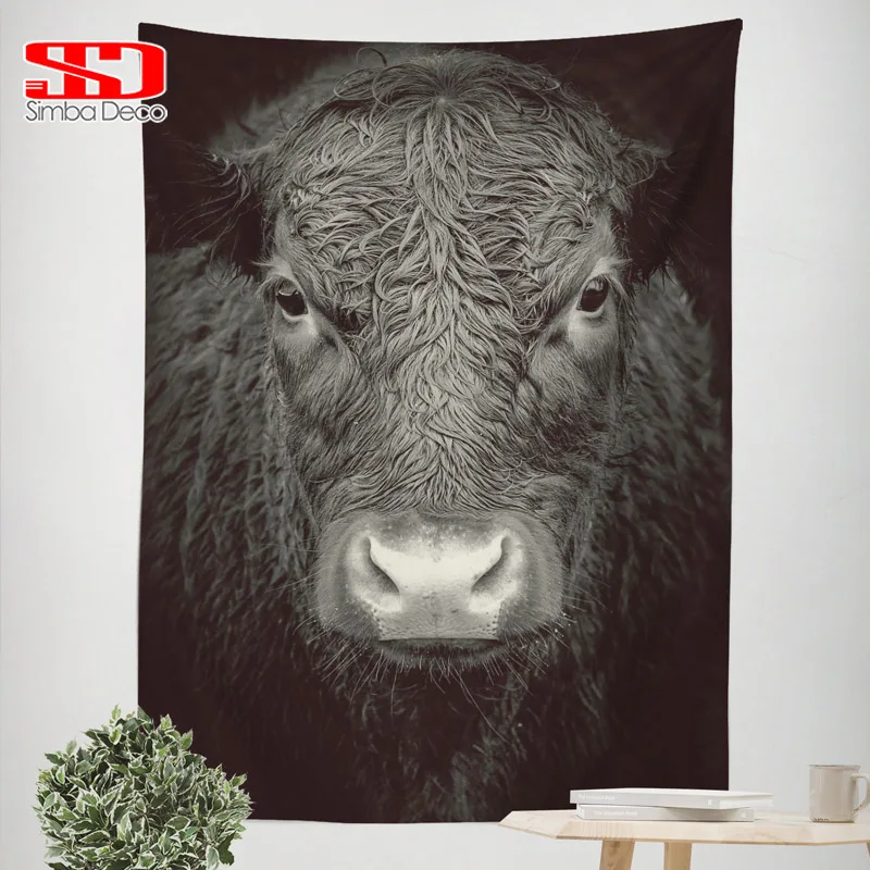 Black Cattle Tapestry for Living Room Realistic Bossy Face Large Bull Decor Polyester Hanging Rectangular Fabric Carpet on Wall
Black Cattle Tapestry for Living Room Realistic Bossy Face Large Bull Decor Polyester Hanging Rectangular Fabric Carpet on Wall