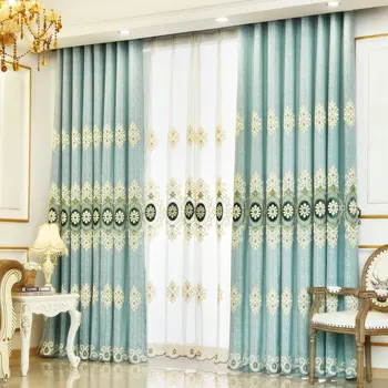Luxury Chenille Curtains for Living Room 3d Embroidery Heavy and Thick Drape for Hotel Window Treatment color Blue & Brown
Luxury Chenille Curtains for Living Room 3d Embroidery Heavy and Thick Drape for Hotel Window Treatment color Blue & Brown