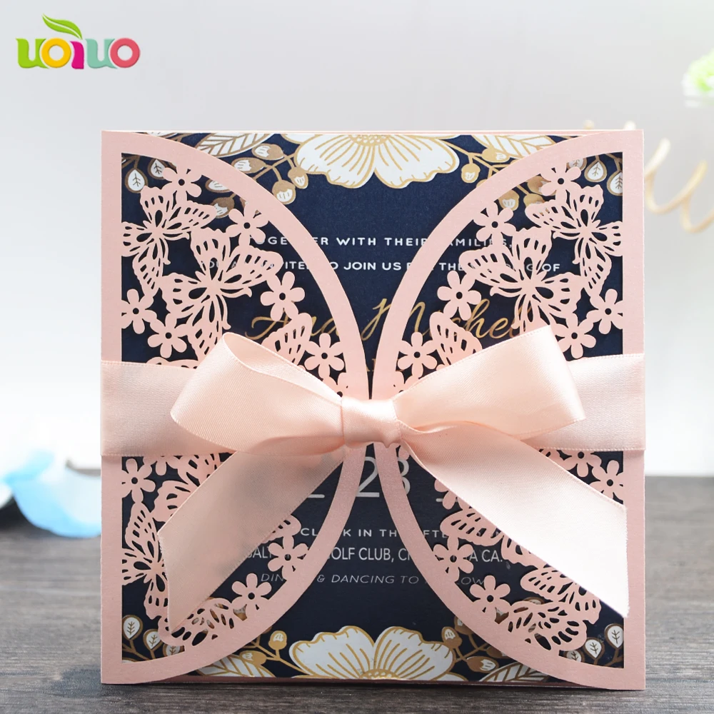 DIY customzied inc28 Laser Cut pink butterfly Wedding invitations Card ,tied incarnadine bow,print insert,envelope
DIY customzied inc28 Laser Cut pink butterfly Wedding invitations Card ,tied incarnadine bow,print insert,envelope
