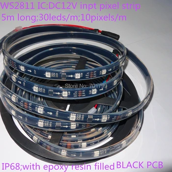 IP68 full color with epoxy resin filled 5m DC12V WS2811 150LEDs (10pixes/m) BLACK PCB led digital strip
IP68 full color with epoxy resin filled 5m DC12V WS2811 150LEDs (10pixes/m) BLACK PCB led digital strip