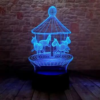 Luminious Horse Carousel Model 3D Illusion LED Nightlight Colourful Flashing Light Glow in the Dark Table Decor Whirligig Toys
Luminious Horse Carousel Model 3D Illusion LED Nightlight Colourful Flashing Light Glow in the Dark Table Decor Whirligig Toys