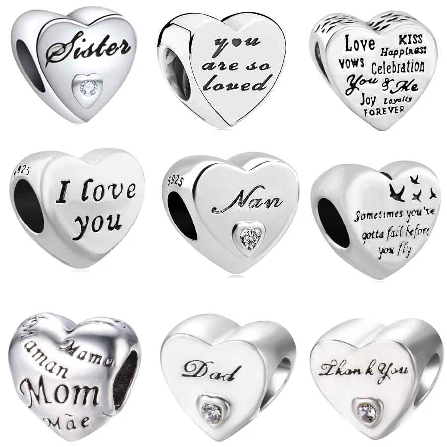 2018 new free shipping european 1pc 925 silver heart i love you nan mom sister dad diy bead fit pandora charm bracelet F020
2018 new free shipping european 1pc 925 silver heart i love you nan mom sister dad diy bead fit pandora charm bracelet F020