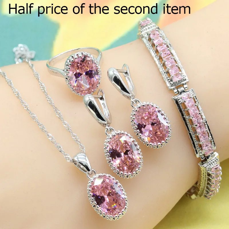 Silver 925 Jewelry Sets for Women Fashion Pink Earrings with Stone Engagement Rings Pendant Necklace Women Bracelet Free Box
Silver 925 Jewelry Sets for Women Fashion Pink Earrings with Stone Engagement Rings Pendant Necklace Women Bracelet Free Box