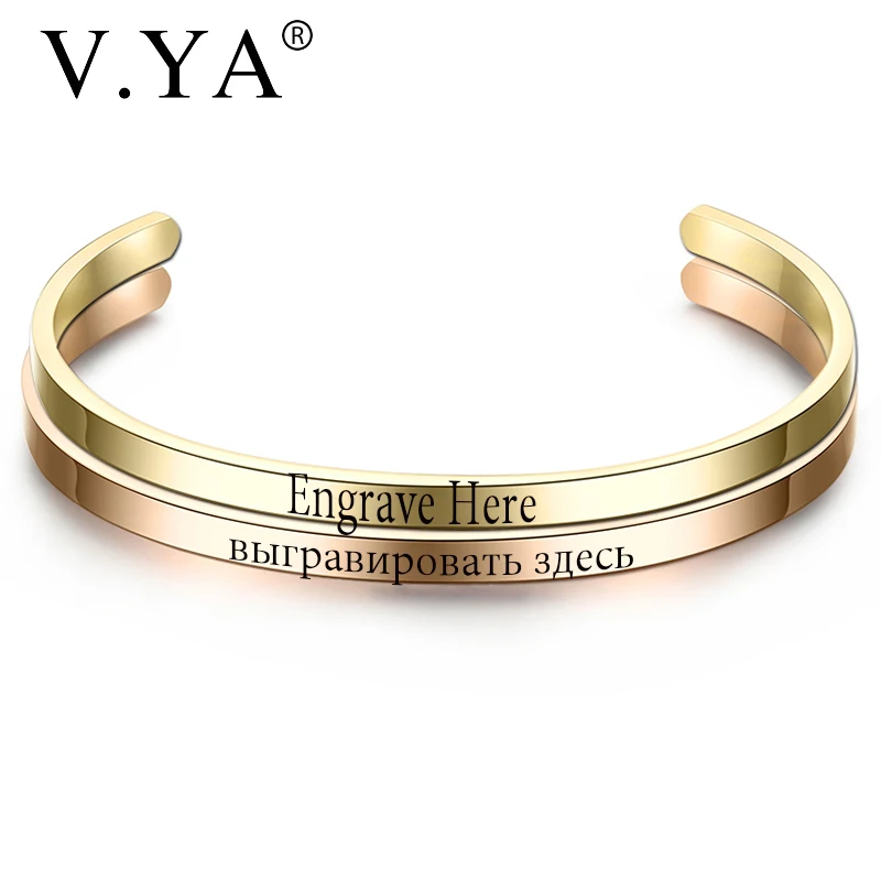V.YA Fashion Simple Engraved Bracelet For Men & Women Customized Bangle Rose Gold/Gold/ Silver Stainless Steel For Friends Gift
V.YA Fashion Simple Engraved Bracelet For Men & Women Customized Bangle Rose Gold/Gold/ Silver Stainless Steel For Friends Gift