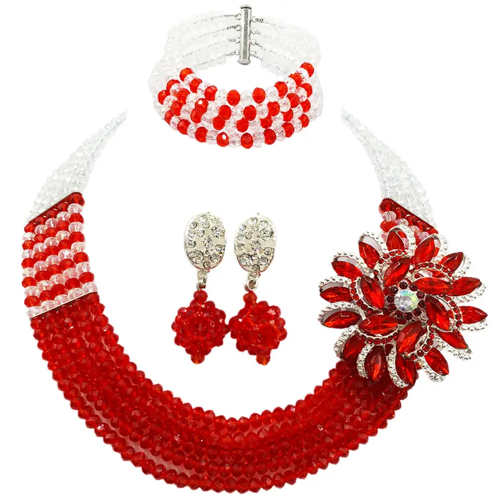 Fashion Clear AB Red Crystal Beaded Necklace Nigerian Wedding African Beads Jewelry Set for Women 5L-SXJB06
Fashion Clear AB Red Crystal Beaded Necklace Nigerian Wedding African Beads Jewelry Set for Women 5L-SXJB06