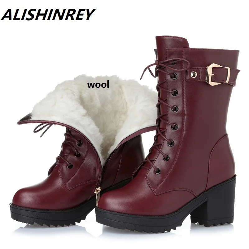 ALISHINREY Winter natural genuine leather women ankle boots high heels female snow boots thick wool warm Martin boots female
ALISHINREY Winter natural genuine leather women ankle boots high heels female snow boots thick wool warm Martin boots female
