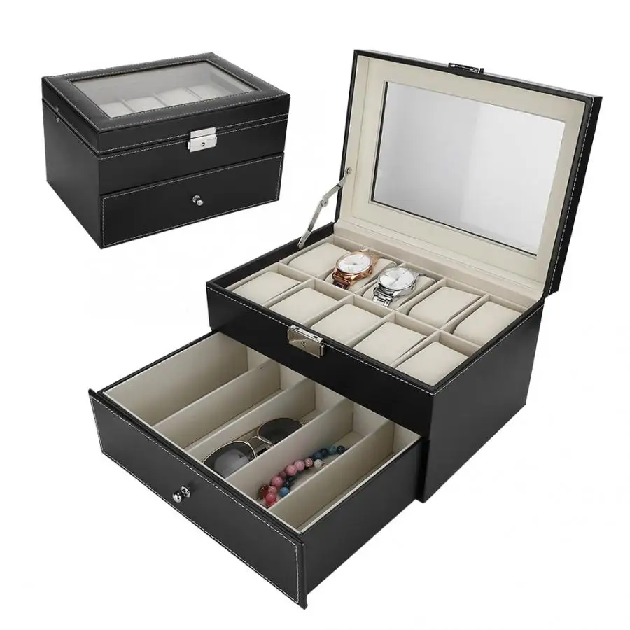 Double Layer 10Grid Watch 5Grid Glasses Storage Box Jewelry Collection Display Case Organizer box for packaging jewelry Glasses
Double Layer 10Grid Watch 5Grid Glasses Storage Box Jewelry Collection Display Case Organizer box for packaging jewelry Glasses
