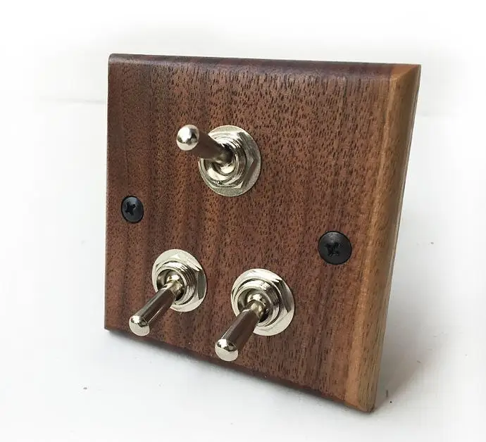 Wood Retro Wall Switch Wooden Three Control Two Way 6A 110V- 250V