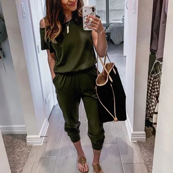 Women Summer Short Sleeve Sexy Rompers Casual Slim Jumpsuits Female Off Shoulder Solid Streetwear Jumpsuits SJ2813U
Women Summer Short Sleeve Sexy Rompers Casual Slim Jumpsuits Female Off Shoulder Solid Streetwear Jumpsuits SJ2813U