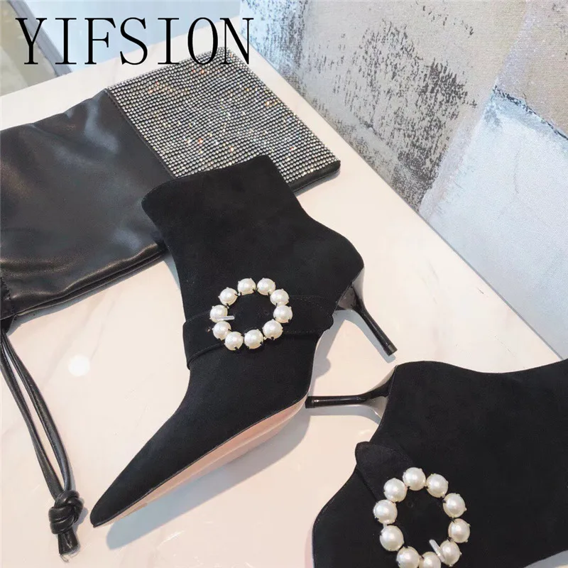 OLOME New Black Genuine Leather Women Ankle Boots Pointed Toe Side Zip Pearl Thin High Women Autumn Boots Shoes Woman
OLOME New Black Genuine Leather Women Ankle Boots Pointed Toe Side Zip Pearl Thin High Women Autumn Boots Shoes Woman