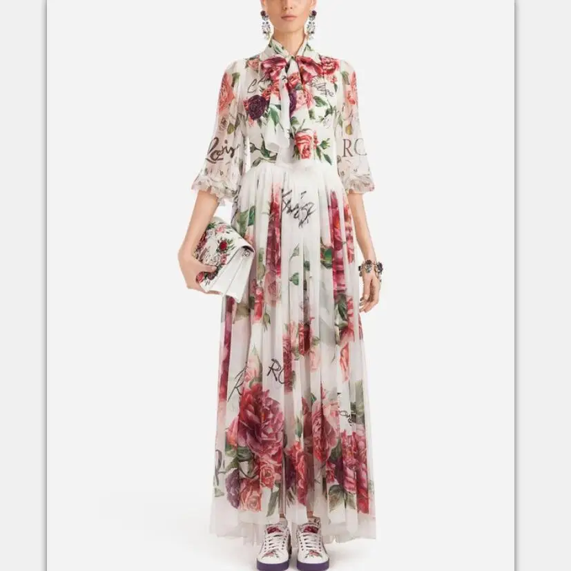 Women Maxi Dress 2018 High Quality Designer Runway O-Neck Three-quarter Sleeve Printed Casual Long Dresses NP0009N
Women Maxi Dress 2018 High Quality Designer Runway O-Neck Three-quarter Sleeve Printed Casual Long Dresses NP0009N
