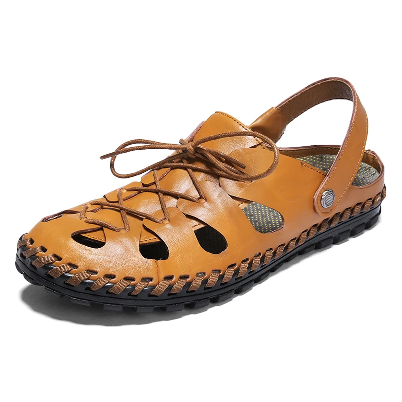 2018 New Men's Genuine Leather Sandals Summer Breathable Beach Sandals High Quality Men's Non-slip Handmade Athletic Slippers
2018 New Men's Genuine Leather Sandals Summer Breathable Beach Sandals High Quality Men's Non-slip Handmade Athletic Slippers