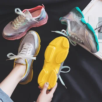 Women Dad Shoes Mixed Color Jelly Sole Air Mesh Breathable Sneakers Students 2019 Summer New Girls Fashion Daddy Shoes 35-40
Women Dad Shoes Mixed Color Jelly Sole Air Mesh Breathable Sneakers Students 2019 Summer New Girls Fashion Daddy Shoes 35-40