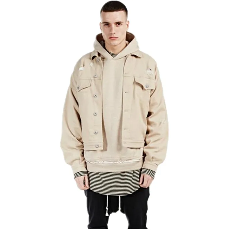 2017 Kanye West Brand Mens Denim Jackets Khaki Single-breasted Hip Hop Jacket Overcoat Man Oversized Loose Men Jean Jackets T210
2017 Kanye West Brand Mens Denim Jackets Khaki Single-breasted Hip Hop Jacket Overcoat Man Oversized Loose Men Jean Jackets T210