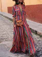 Vestido De Festa Top Fashion New Vadim Plus Size Longo Vestido De Festa das Mulheres Frete Grátis 2019 Vestido de Impressão tiras Coloridas(China)