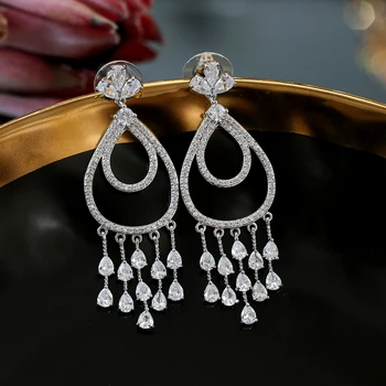 Joyas de lujo Colgante largo Circon de plata Pendientes de borla completa Vintage Premium Accesorios para mujeres
Joyas de lujo Colgante largo Circon de plata Pendientes de borla completa Vintage Premium Accesorios para mujeres