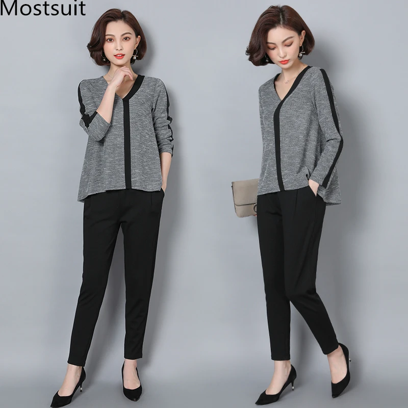 L-5xl Grey Casual 2 Piece Set Women Long Sleeve V-neck Tops And Harem Pants Sets Suits Spring Autumn Plus Size Women's Tracksuit
L-5xl Grey Casual 2 Piece Set Women Long Sleeve V-neck Tops And Harem Pants Sets Suits Spring Autumn Plus Size Women's Tracksuit
