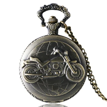 

Antique Bronze Motorcycle Motorbike MOTO Pocket Watch Necklace Pendant Men Women Gift P79