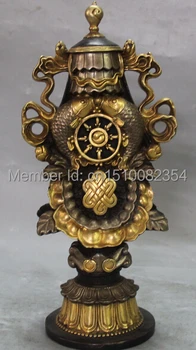 11" Tibet Buddhism Purple Bronze 24K Gold Pure Silver 8 Auspicious Symbol Statue
11" Tibet Buddhism Purple Bronze 24K Gold Pure Silver 8 Auspicious Symbol Statue