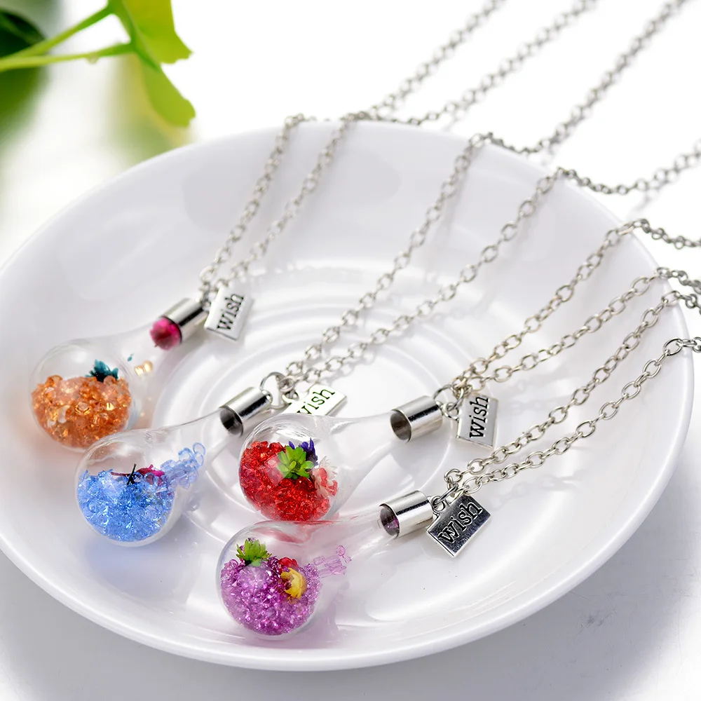 Fashion Jewelry Crystal/Flower Glass bottle long Necklace silver color Chain Wish Pendant Necklaces Women bijoux femme collier
Fashion Jewelry Crystal/Flower Glass bottle long Necklace silver color Chain Wish Pendant Necklaces Women bijoux femme collier