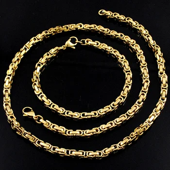 AMUMIU Charm Gold Color Byzantine Necklace Bracelets Jewelry Sets For Men Women Stainless Steel New Fashion Party Gifts HJS126
AMUMIU Charm Gold Color Byzantine Necklace Bracelets Jewelry Sets For Men Women Stainless Steel New Fashion Party Gifts HJS126