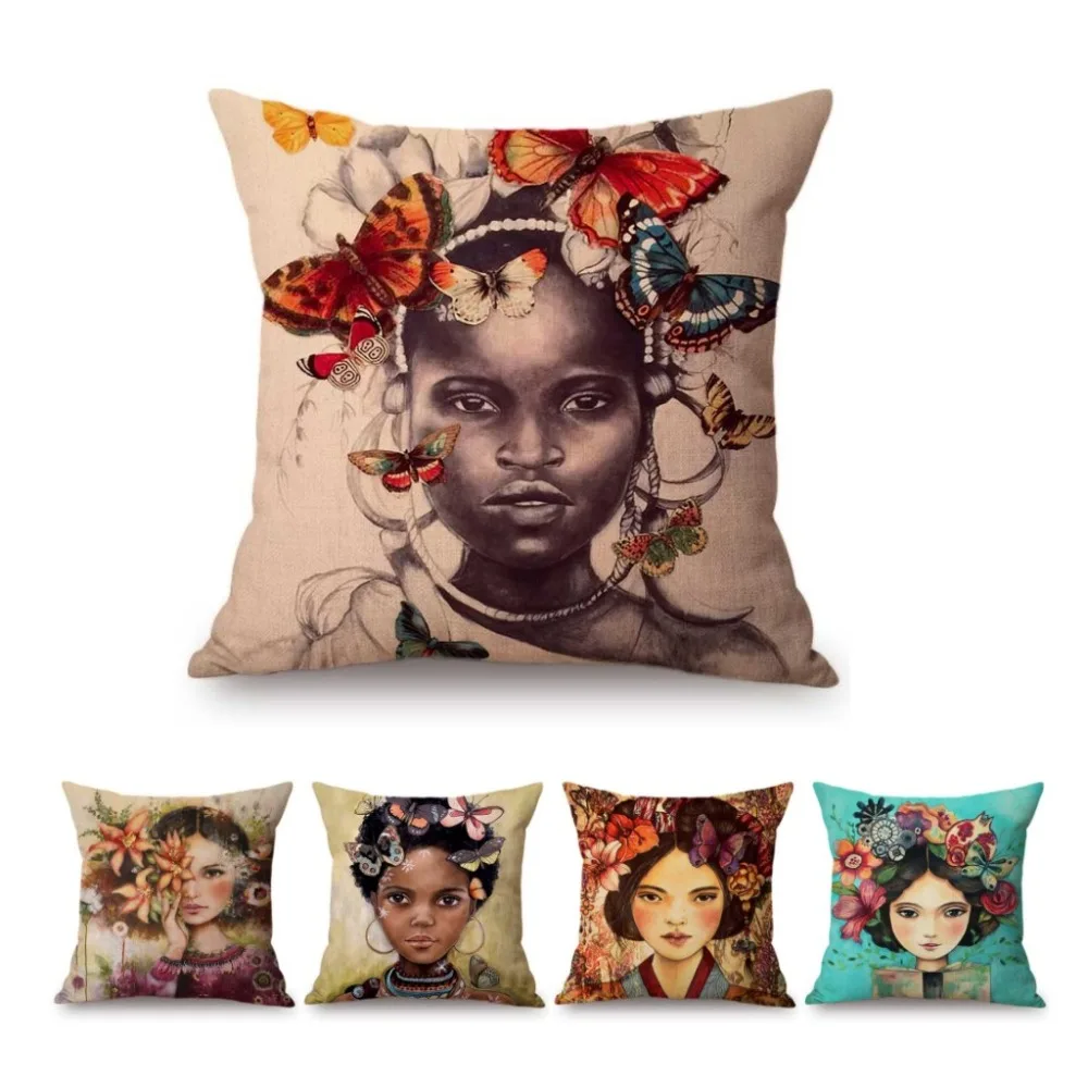 Hand drawing Flower Head Butterfly Black Girl Home Decor Art Fashion Throw Pillow Car Pillow Cotton Linen Cute Cushion Cover
Hand drawing Flower Head Butterfly Black Girl Home Decor Art Fashion Throw Pillow Car Pillow Cotton Linen Cute Cushion Cover