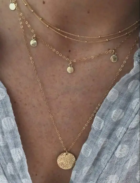 XIYANIKE Bohemian Multi layer Wafer Pendant Necklaces For Women Fashion Golden Charm Chains Necklace Jewelry Wholesale N159
XIYANIKE Bohemian Multi layer Wafer Pendant Necklaces For Women Fashion Golden Charm Chains Necklace Jewelry Wholesale N159