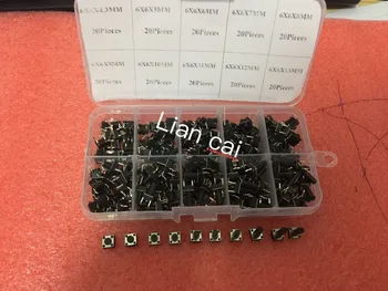 200PCS/LOT 6*6 Tact Switch Kit With Box Tactile Push Button Switch Kit, Height: 4.3MM~13MM New 
200PCS/LOT 6*6 Tact Switch Kit With Box Tactile Push Button Switch Kit, Height: 4.3MM~13MM New