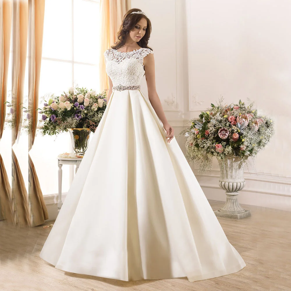 A line 2016 New Elegant Custom Bateau Sleeveless Appliques Lace Backless Wedding Dresses With Beaded Sash vestido de noiva
A line 2016 New Elegant Custom Bateau Sleeveless Appliques Lace Backless Wedding Dresses With Beaded Sash vestido de noiva