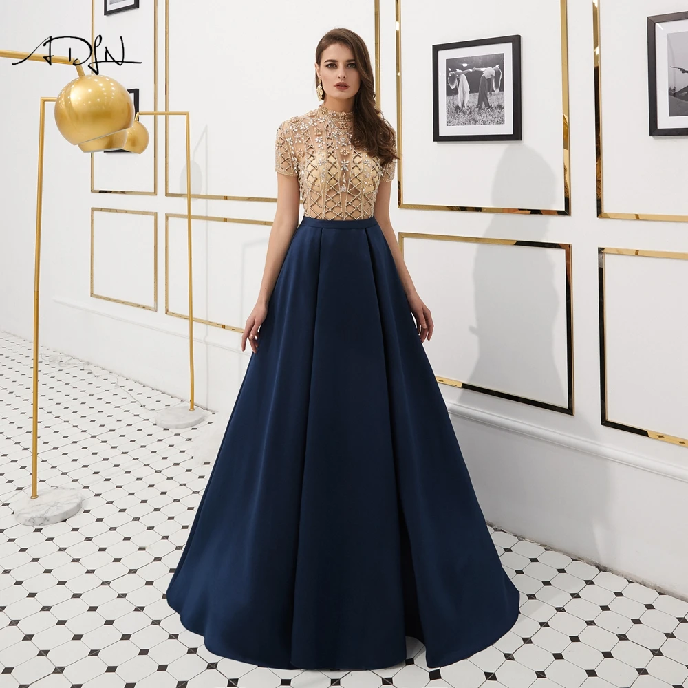 ADLN Luxury Prom Dresses 2019 Gala Jurken High Collar A-line Long Dresses Evening Delicate Beaded Formal Party Gown Navy Blue
ADLN Luxury Prom Dresses 2019 Gala Jurken High Collar A-line Long Dresses Evening Delicate Beaded Formal Party Gown Navy Blue