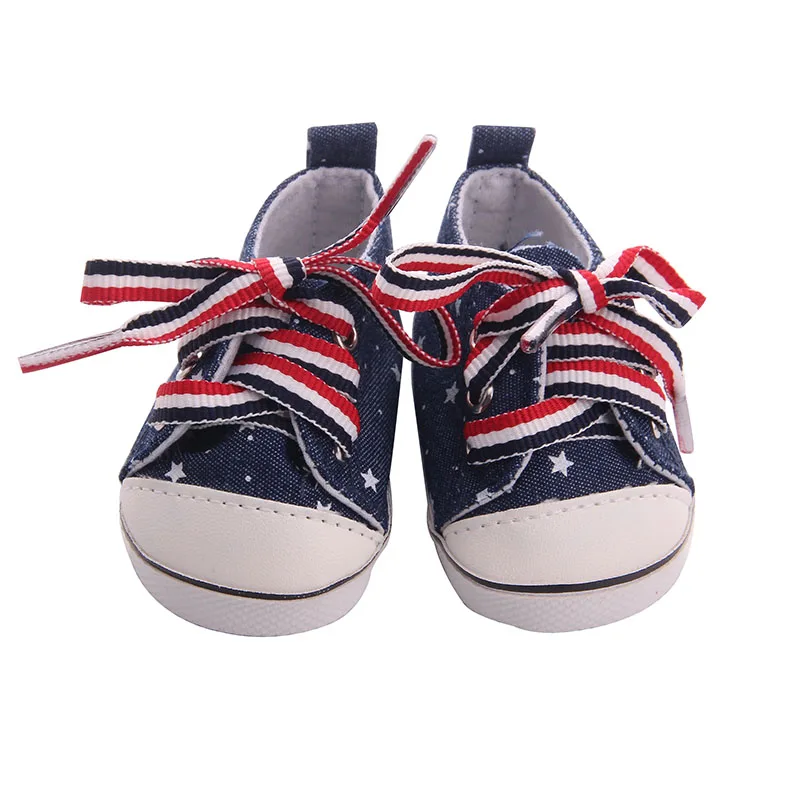 Trendy all-in-one lace-up five-pointed sneakers canvas shoes for 18-inch American dolls
Trendy all-in-one lace-up five-pointed sneakers canvas shoes for 18-inch American dolls