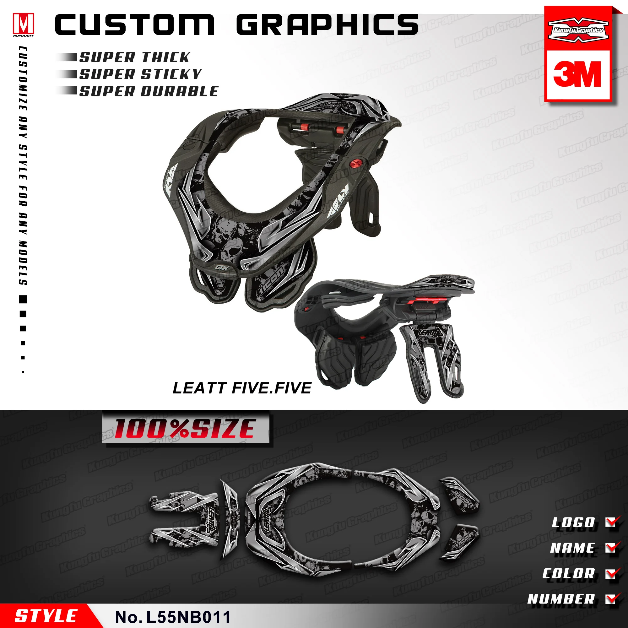 KUNGFU GRAPHICS MX Stickers Vinyl Wrap Adhesive Decal for Neck Brace Leatt 5.5 2012 2013 2014 2015 2016 (Style no. L55NB011)
KUNGFU GRAPHICS MX Stickers Vinyl Wrap Adhesive Decal for Neck Brace Leatt 5.5 2012 2013 2014 2015 2016 (Style no. L55NB011)