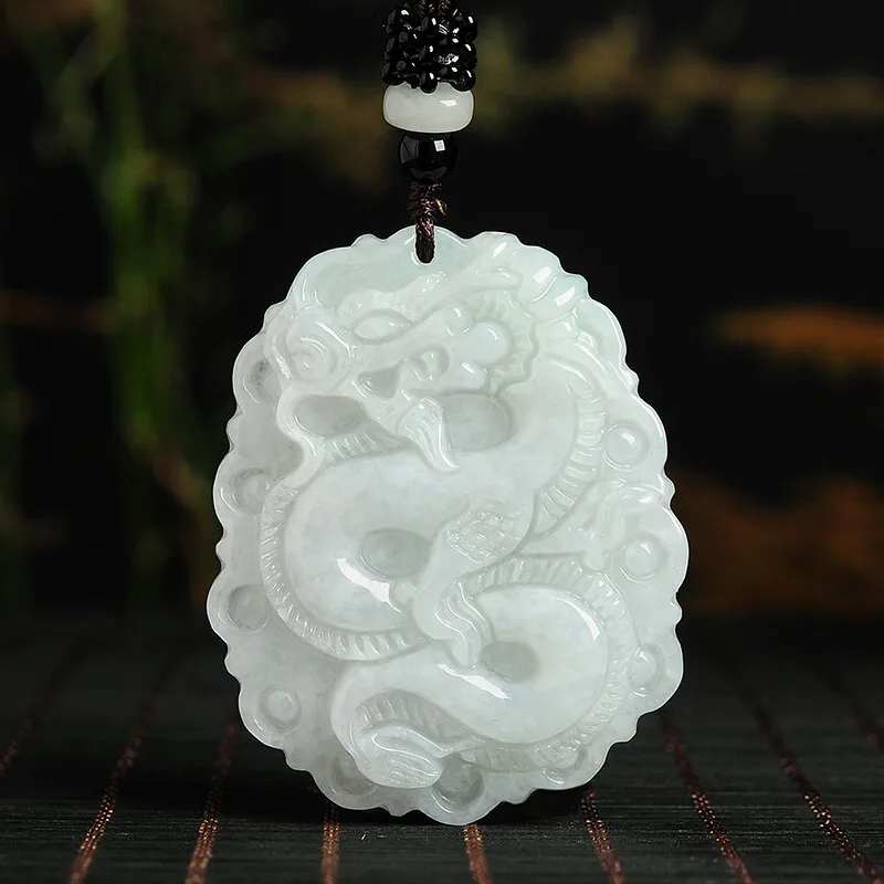 Natural myanmar jadeite Zodiac dragon brand Cuiyu Panlong column transshipment protective Pendant necklace Send a certificate 
Natural myanmar jadeite Zodiac dragon brand Cuiyu Panlong column transshipment protective Pendant necklace Send a certificate