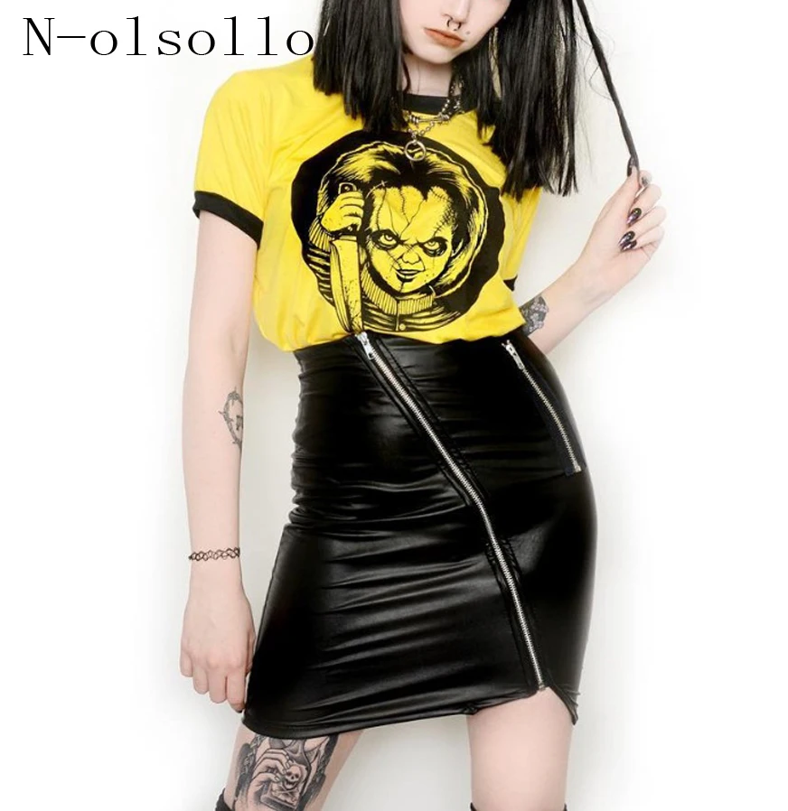 N-olsollo Gothic 3D Print Yellow Crop Tops Short Sleeve O neck Fashion Tee Shirts Knitted Slim Sexy Cropped T shirt Woman Cloth
N-olsollo Gothic 3D Print Yellow Crop Tops Short Sleeve O neck Fashion Tee Shirts Knitted Slim Sexy Cropped T shirt Woman Cloth
